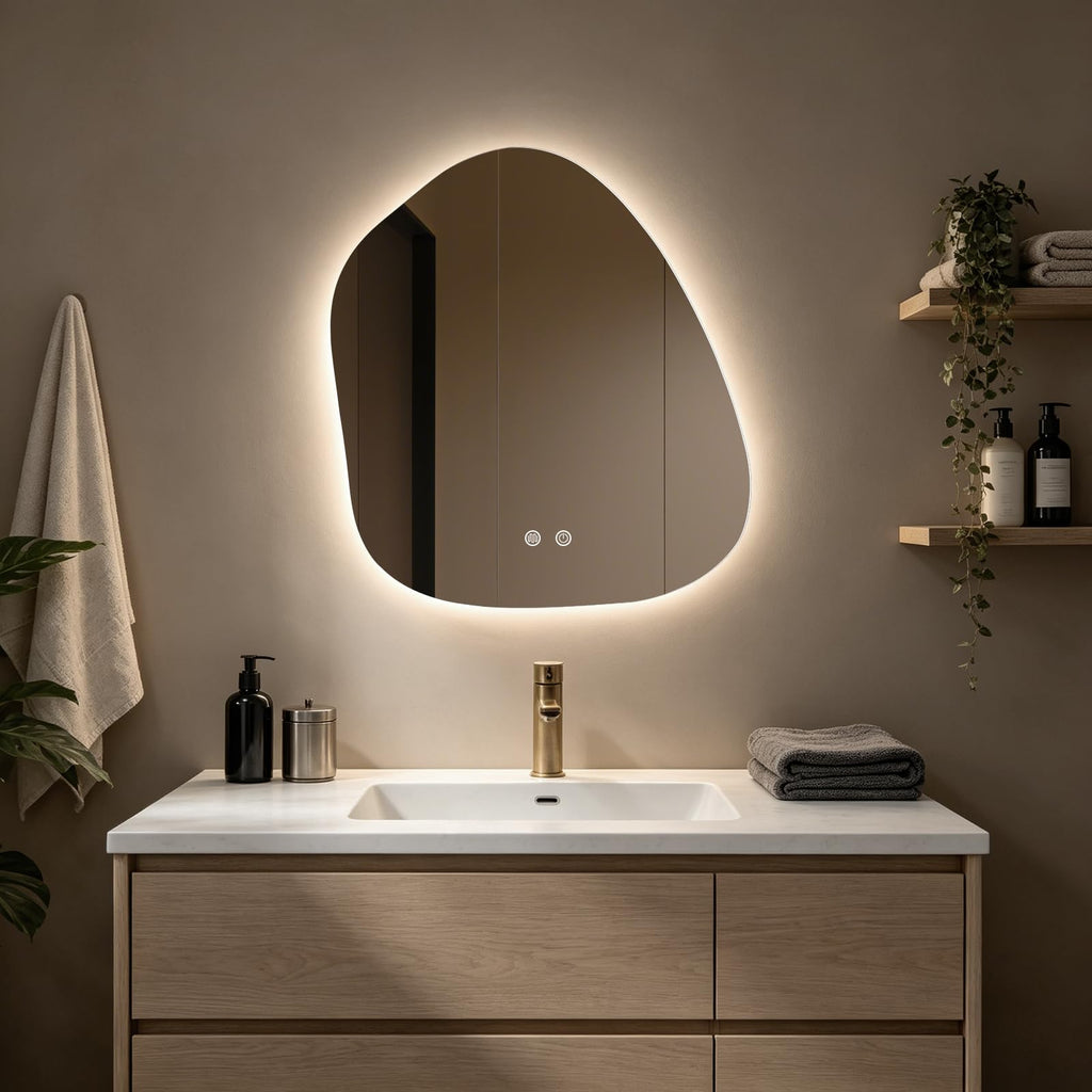 LED Bathroom Mirror with Lights, 22 x 24 Inch Led Bathroom Vanity Mirror for Wall, Anti Fog Mirror, 3 Colors