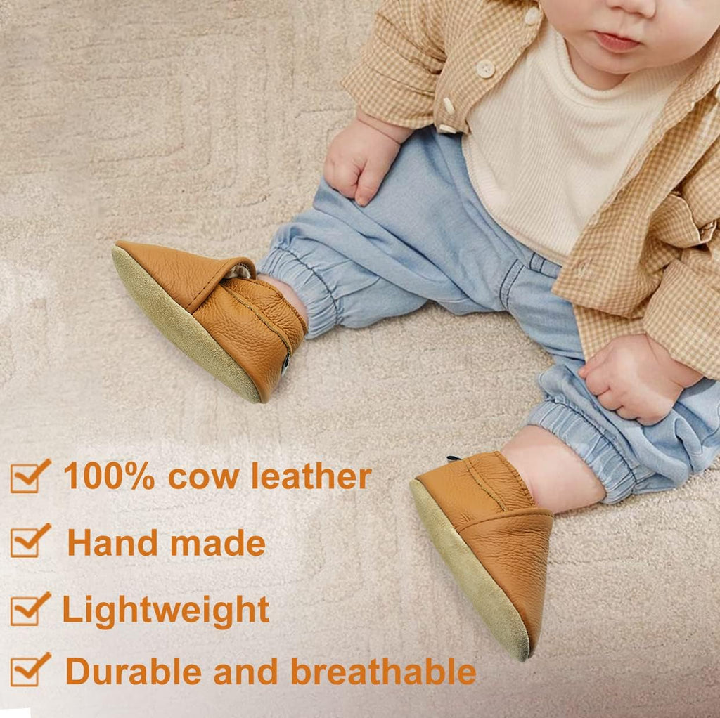 Soft Sole Baby Shoes Leather Baby First Walking Crib Shoes Slip-on Baby Moccasins Infant Toddler Pre-Walker Shoes