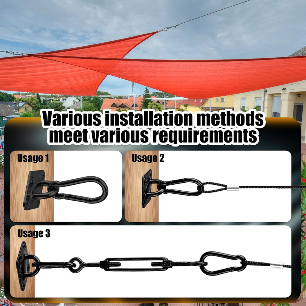 Sun Shade Sail Hardware Kit,Black,Classic Style | Sails Installation Kits, 304 Stainless Steel Accessories Set