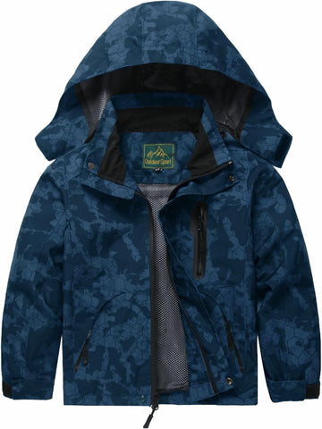 Boys Rain Jacket, Girls Raincoat Waterproof Lightweight Windbreaker Coats for Kids
