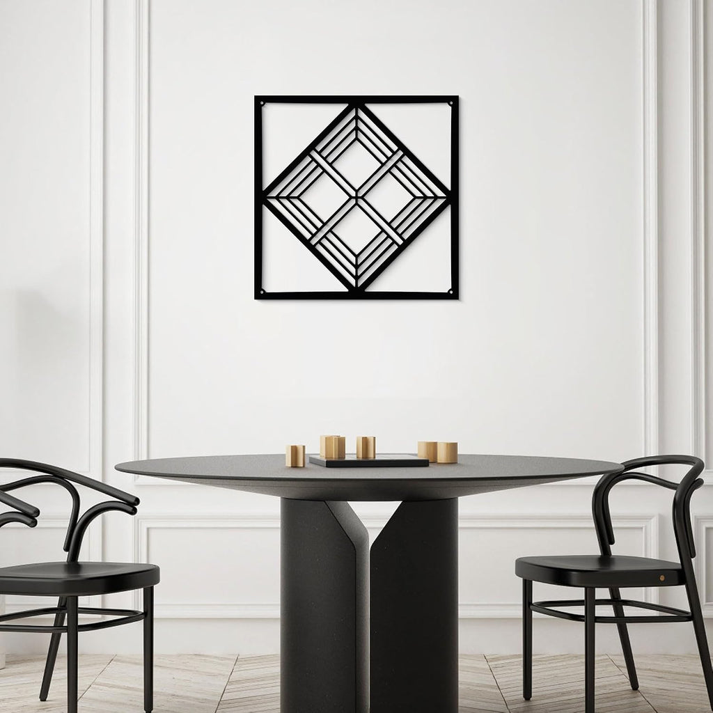 Black Metal Wall Art - Geometry Minimalist 3D Textured Abstract Sculptures Wall Art Office Garden Bedroom Bathroom - Set of 20