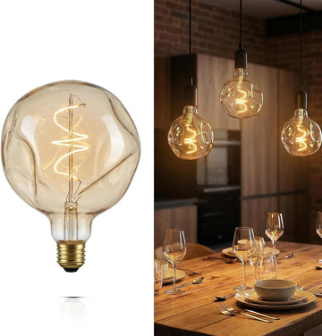 G125 Oversized Alien-Shaped LED Edison Bulb, 2200K Amber Glass 5W E26,1PK