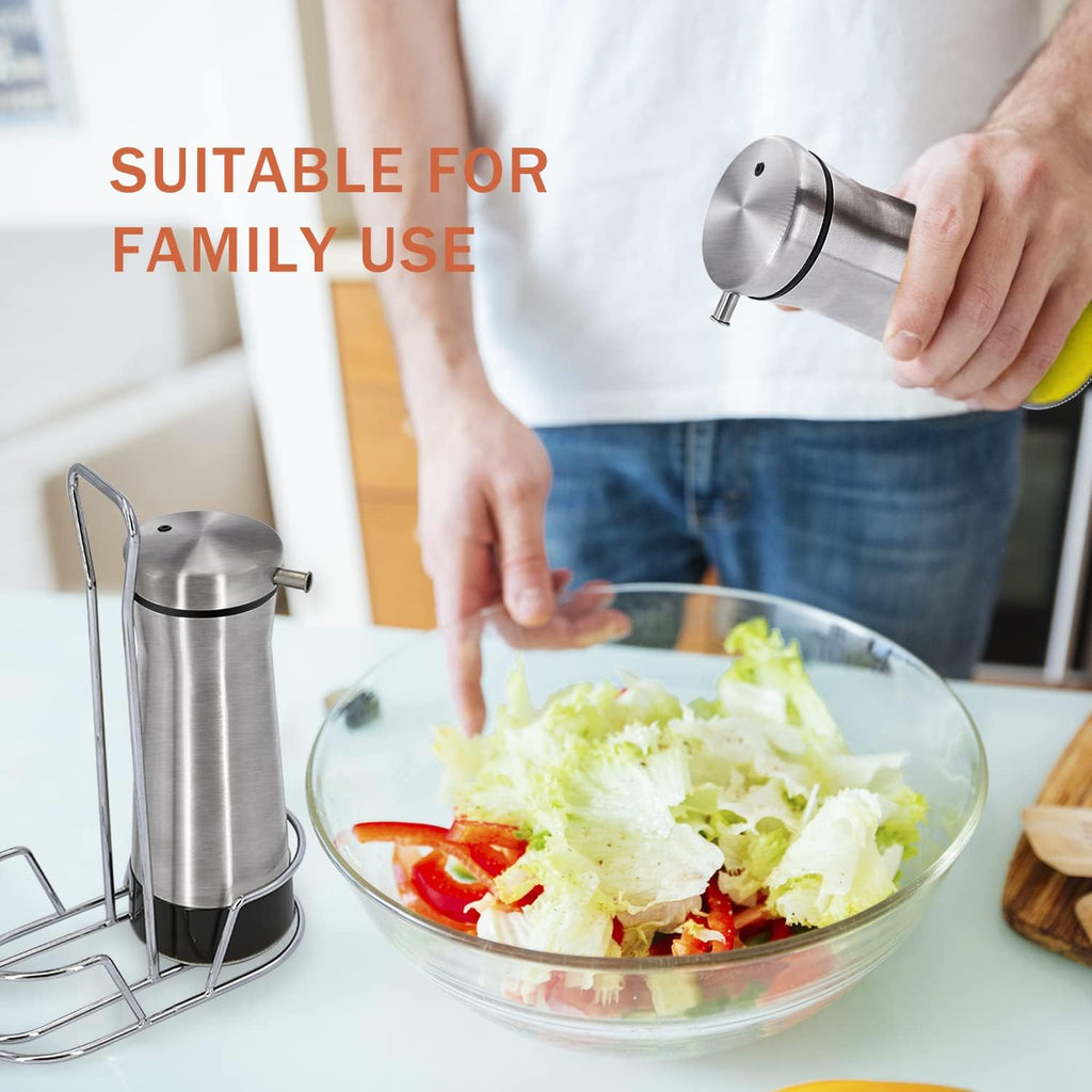 Oil And Vinegar Dispenser Set with Caddy - 2 Pack Oil Dispenser Bottle with No-Drip - Kitchen Decor and Accessories - Set of 2