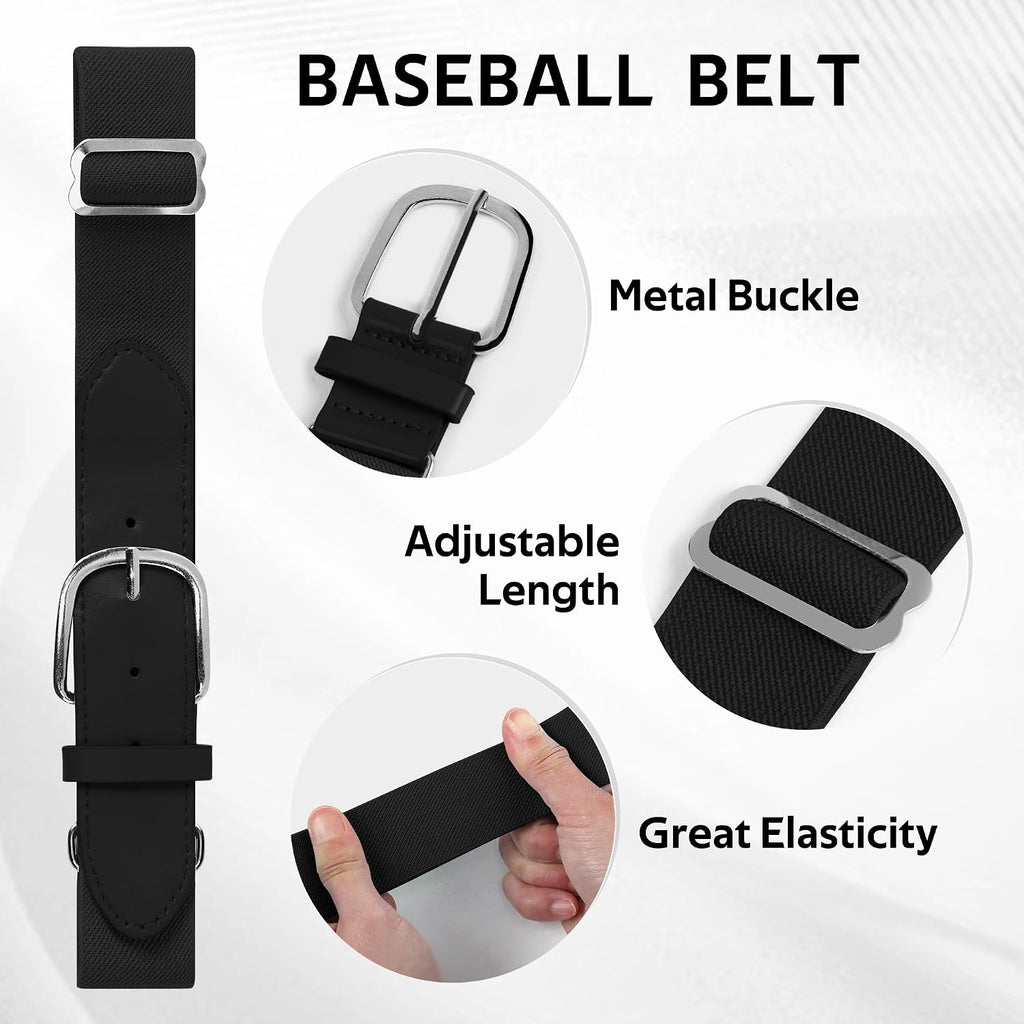 3 Pairs Youth Baseball Socks and Belt Combo Adjustable Softball Football Socks and Baseball Belts for Boys Girls