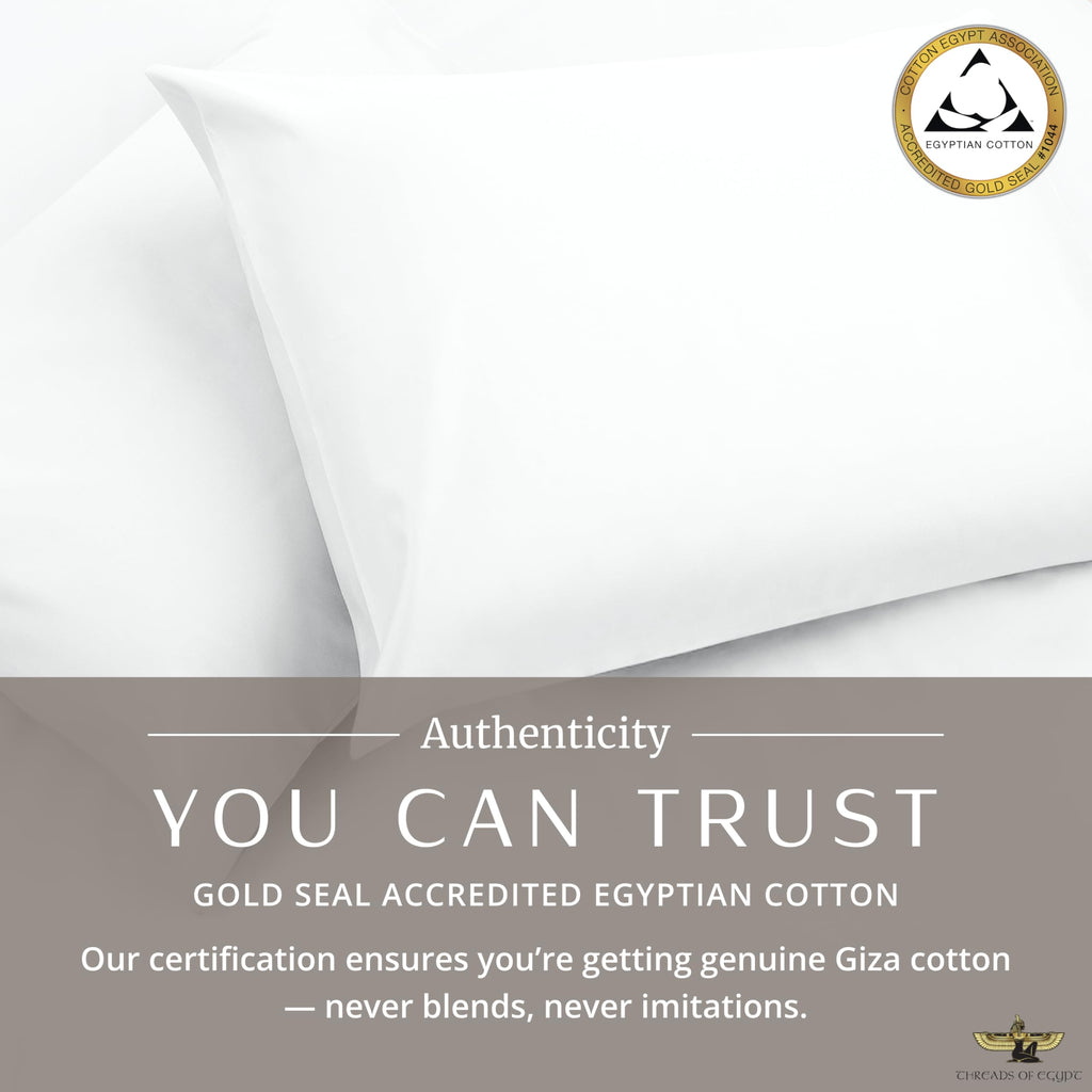 Egyptian Cotton Pillowcases, White, King, 2-Pc