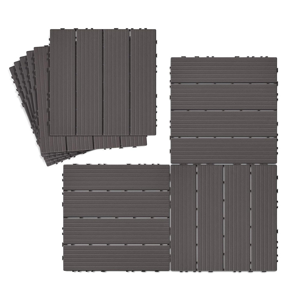 9 PCS Interlocking Deck Tiles, 12''X 12'' Plastic Patio Flooring Outdoor Waterproof Floor Deck Tiles for Balcony Porch