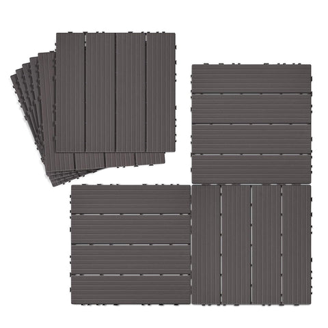 9 PCS Interlocking Deck Tiles, 12''X 12'' Plastic Patio Flooring Outdoor Waterproof Floor Deck Tiles for Balcony Porch