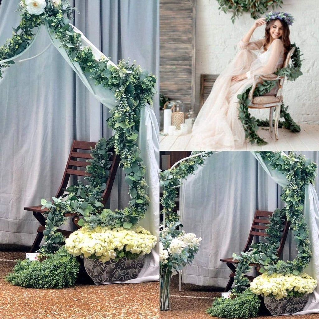 6.2 Ft Long Faux Eucalyptus Greenery - Wedding Arch Summer Decor - Lambs Ear & Magnolia Garland