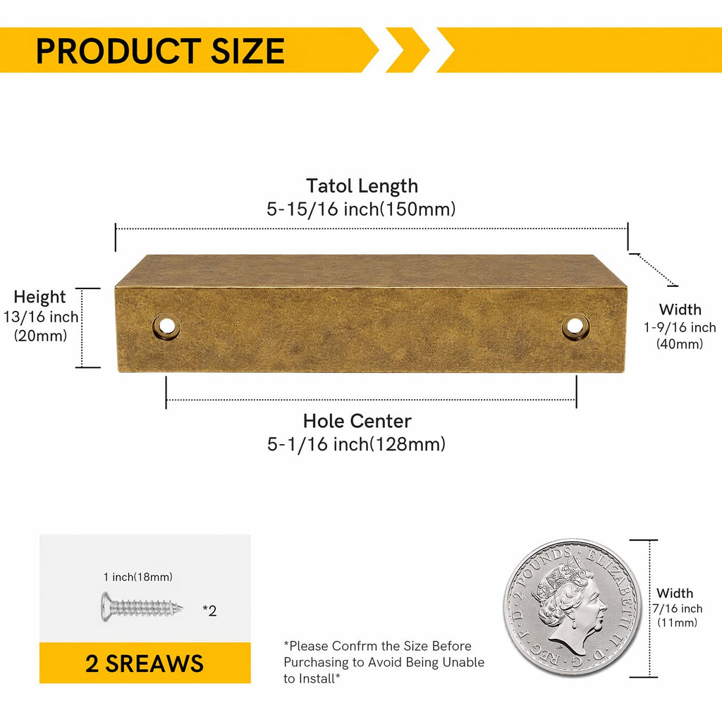 Drawer Handles Antique Brass Cabinet Pulls 5 inch 10 Pack, Finger Pulls for Cabinet Edge Pulls, Aluminum Alloy