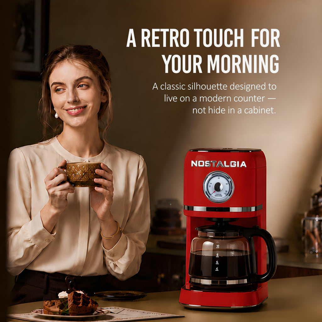 Classic Retro 10 Cup Coffee Maker, Red
