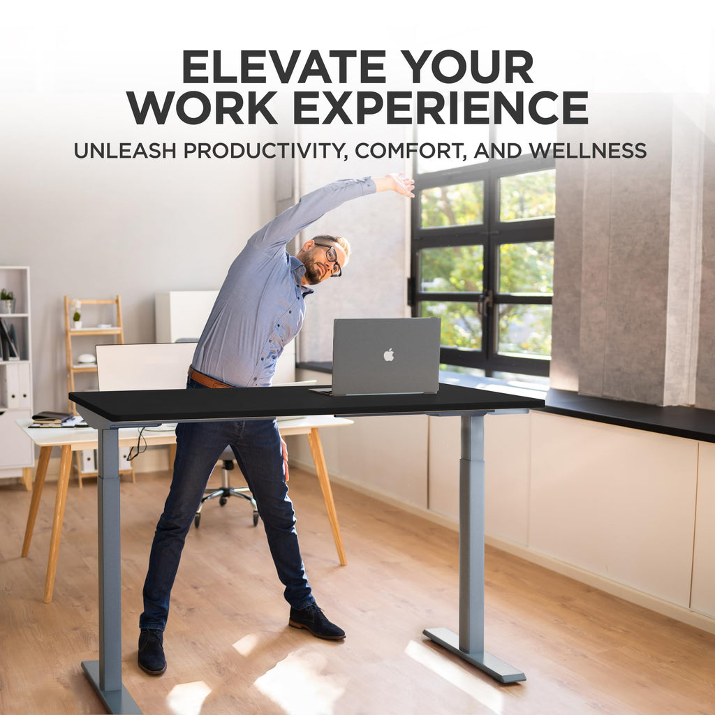 Rise UP Dual Motor Electric Standing Desk 48x30 Black Desktop Premium Ergonomic Adjustable Height sit Stand up Home