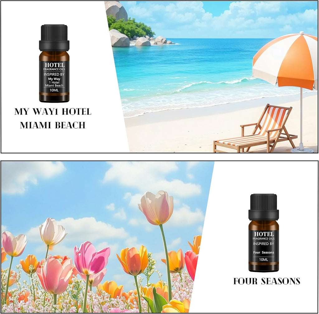Hotel Collection Diffuser Essential Oil Gift Set,Hotel Scents,Stress Relief Air Freshening,My Way,The Beach Villas - Set of 8