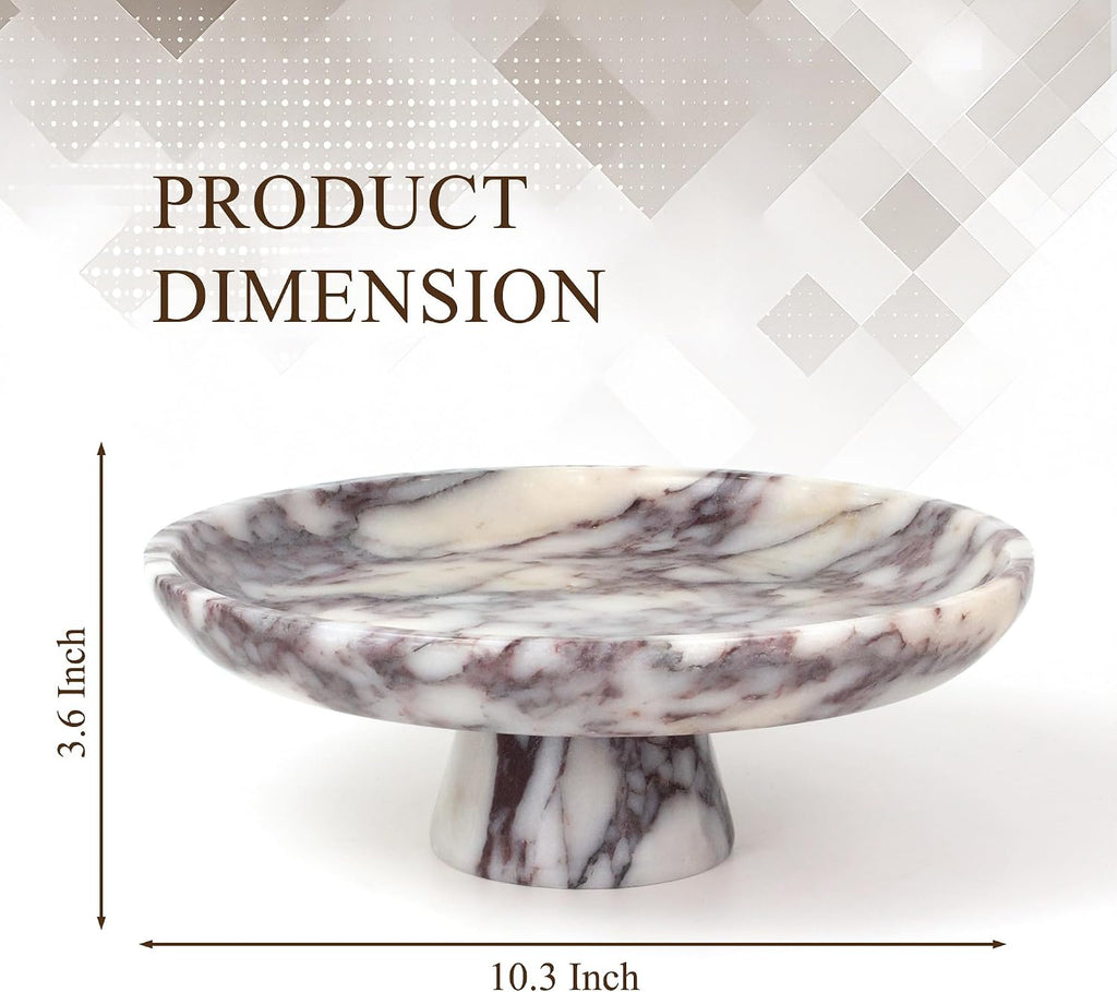 Natural Marble Fruit Bowl, Pedestal Bowl,Calacatta Viola | Natural marble pedestal bowl for fruit, keys, and decor on