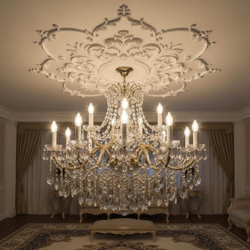 43.3'' Large PU Ceiling Medallion Combination Decorative 2.36'' ID French Style Chandelier Base Ceil
