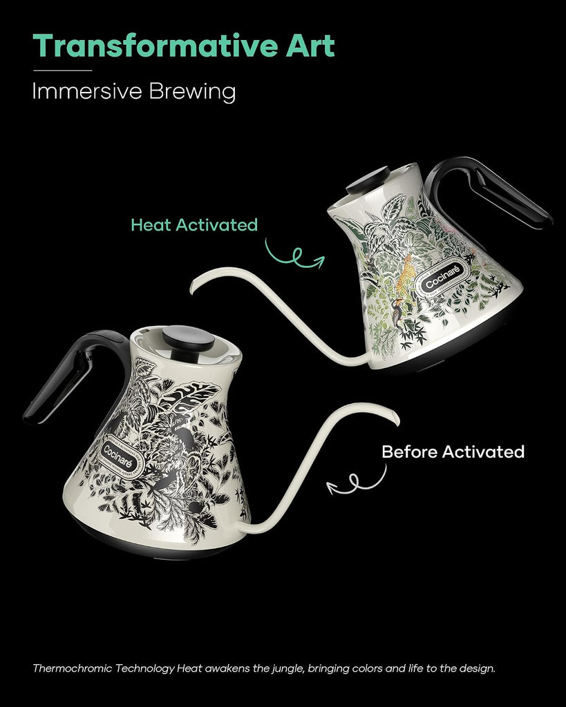 Gooseneck Electric Kettle, ±0.5°F Precise Temperature Control, 1500W Fast Heating, Pour-Over Coffee & Tea, Stainless
