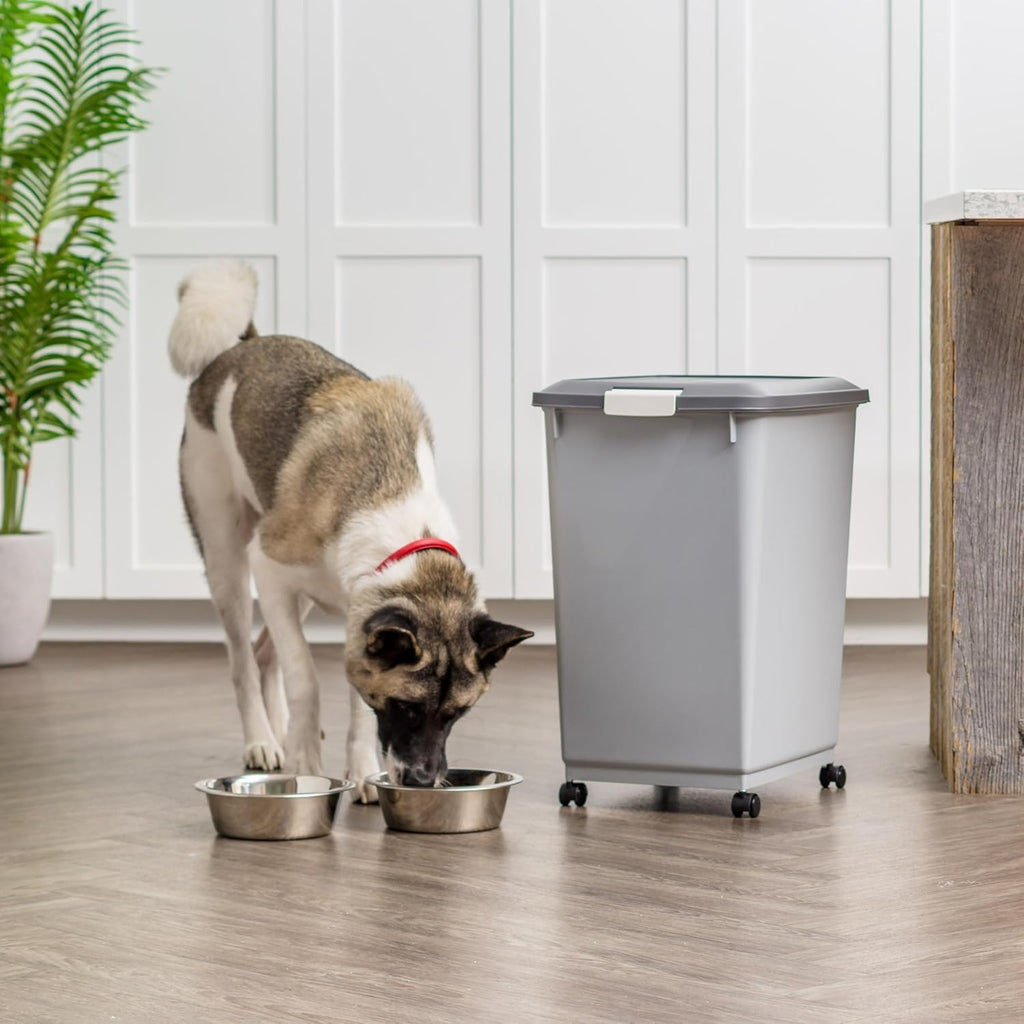 USA Dog Food Storage Container, Up to 54 lbs, Gray/Dark Gray