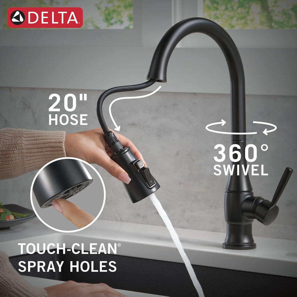 Hazelwood Matte Black Kitchen Faucet with Pull Down Sprayer and Soap Dispenser, Modern Single Hole Kitchen Sink