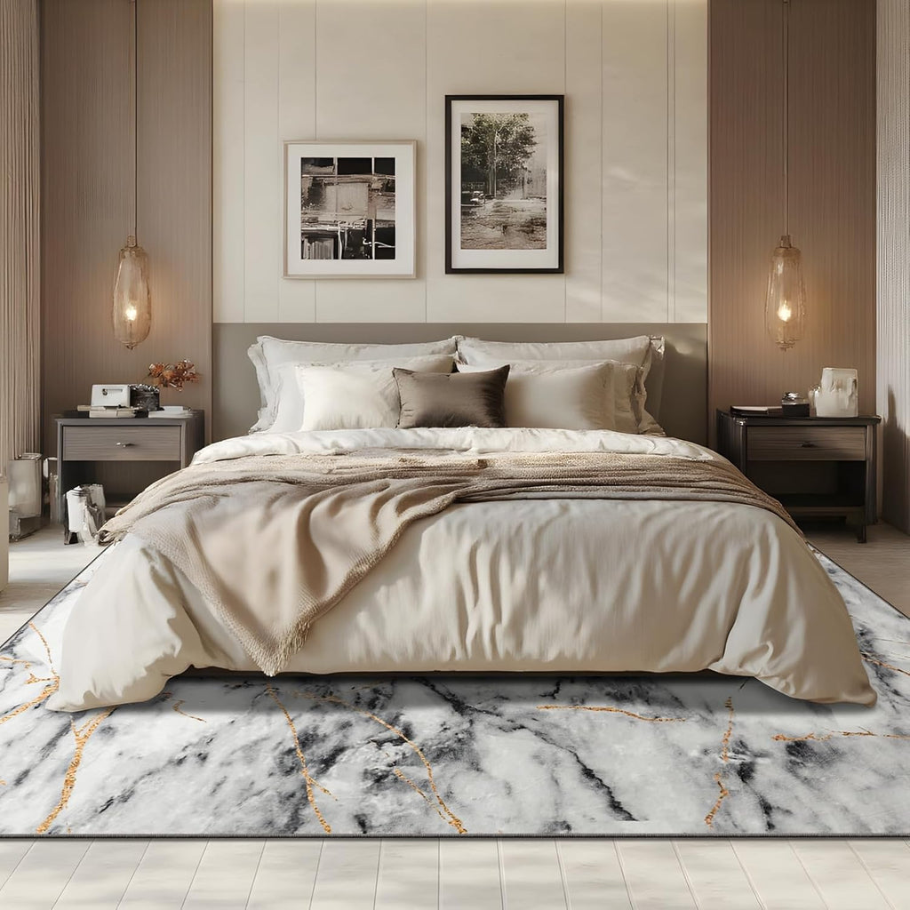 6x9 Living Room Rug Washable Abstract Rugs with Non-Slip Backing Low Pile Area Rug for Living Room, Bedroom, Dining Room