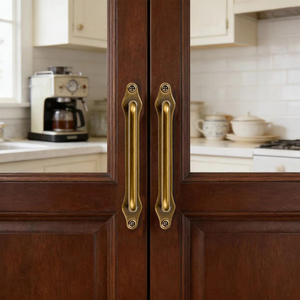5 Pack 3 Inch Hole Center Antique Brass Cabinet Pull with Backplate Solid Heavy Duty Handles with Backplate Cabinet