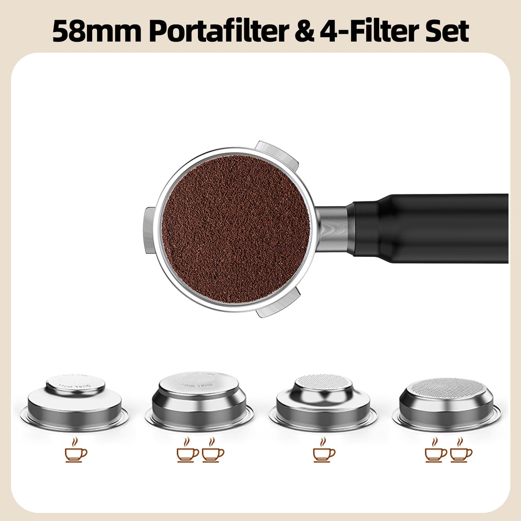 Coffee Maker with Grinder, Black & Stainless Steel Espresso