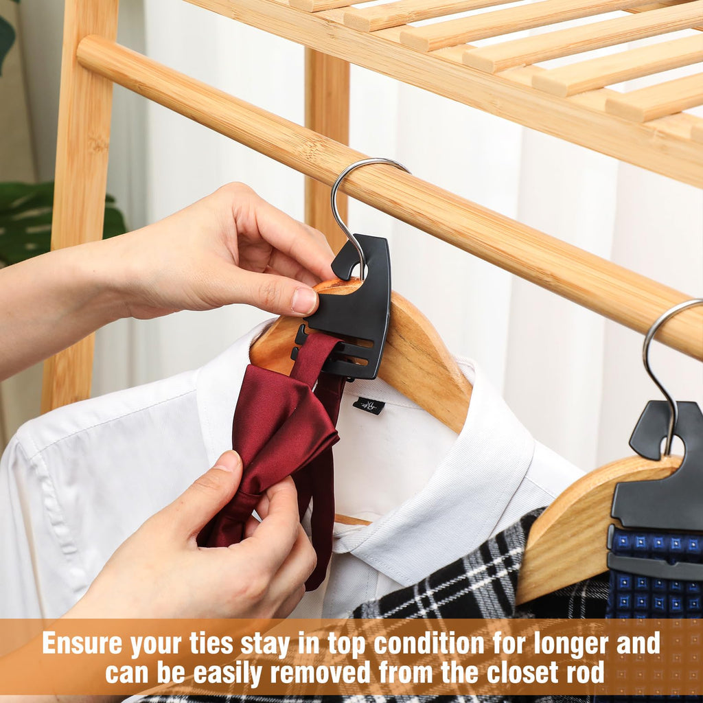100 Pcs Tie Hangers, Plastic Neck Tie Holders for Display, Black Necktie Hook Hangers for Men Retail Closet, 2.8 x 2