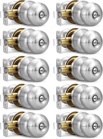 Brushed Nickel Door Knobs, 1 Pack Privacy Door Knobs Interior
