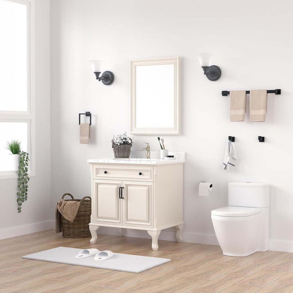 10-Pieces Matte Black Bathroom Accessories Set 23.6 Inch Towel Bar Set. | SUS 304 Stainless Steel Bathroom Hardware