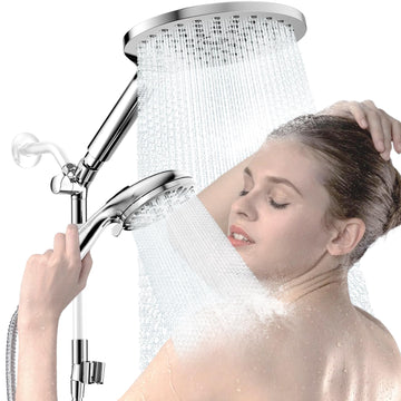 High Pressure Dual Shower Head with Handheld Spray Combo