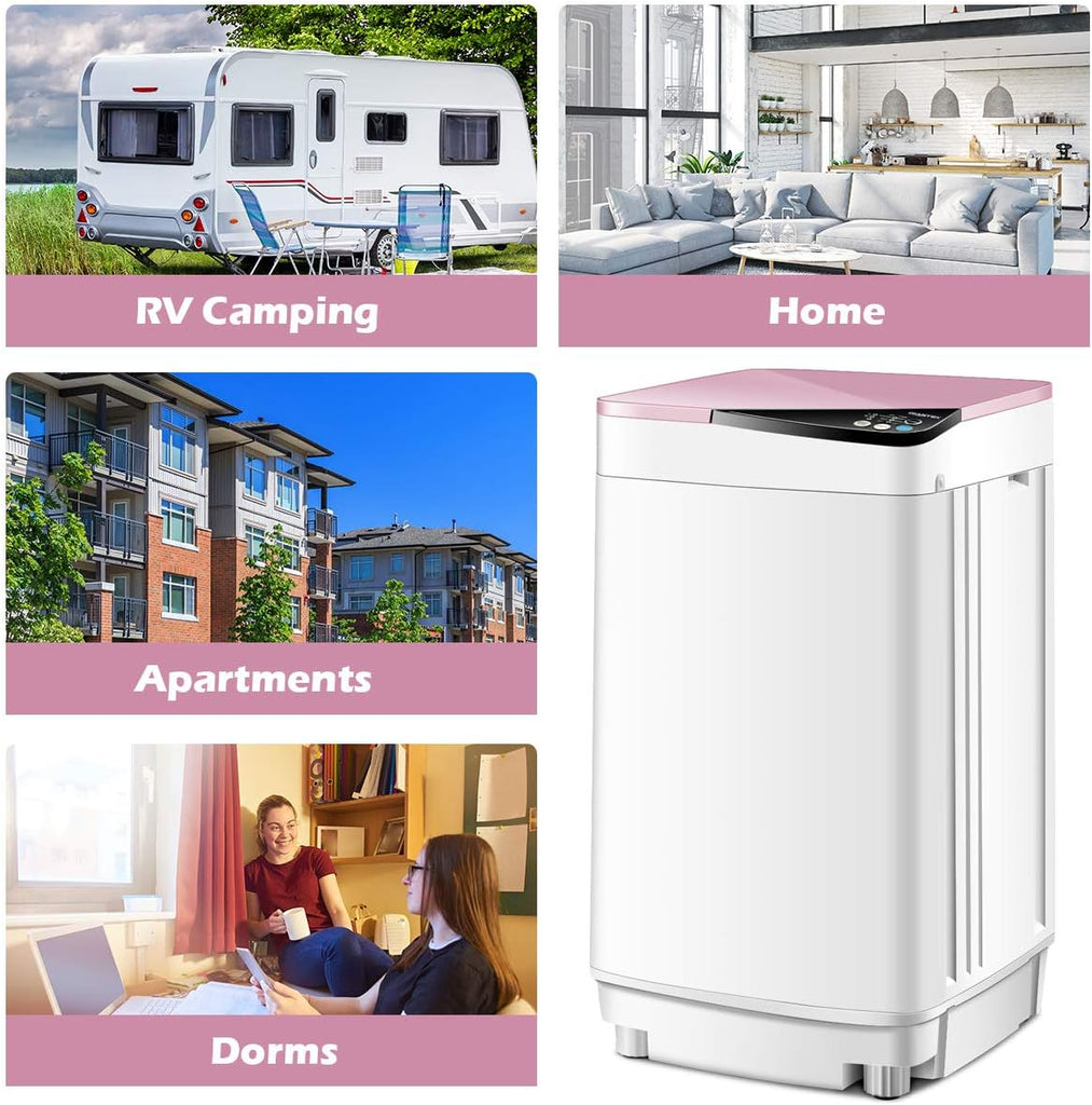 Full-Automatic Washing Machine Portable Washer and Spin Dryer 7.7 lbs Capacity Compact Laundry Washer with Built-in