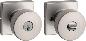 Pismo Entry Door Knob with Lock and Key, Secure Keyed Handle Exterior, Front Entrance and Bedroom, Satin Nickel, Pick