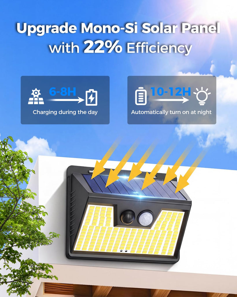 Solar Powered Lights Outdoor, 16Pack Motion Sensor Light Outside, IP65 Waterproof Fence Security Lighting with