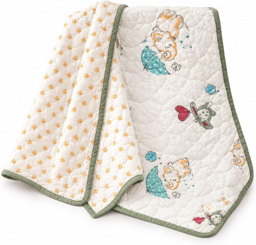 Baby Quilt Hand Block Print Cotton Reversible 40x60