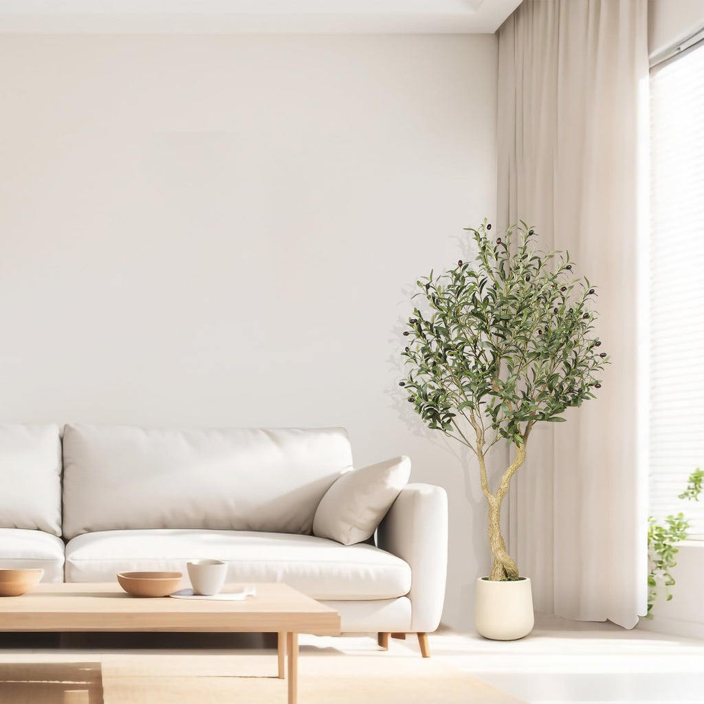 5ft Olive Trees Artificial Indoor with White Tall Exquisite Planter