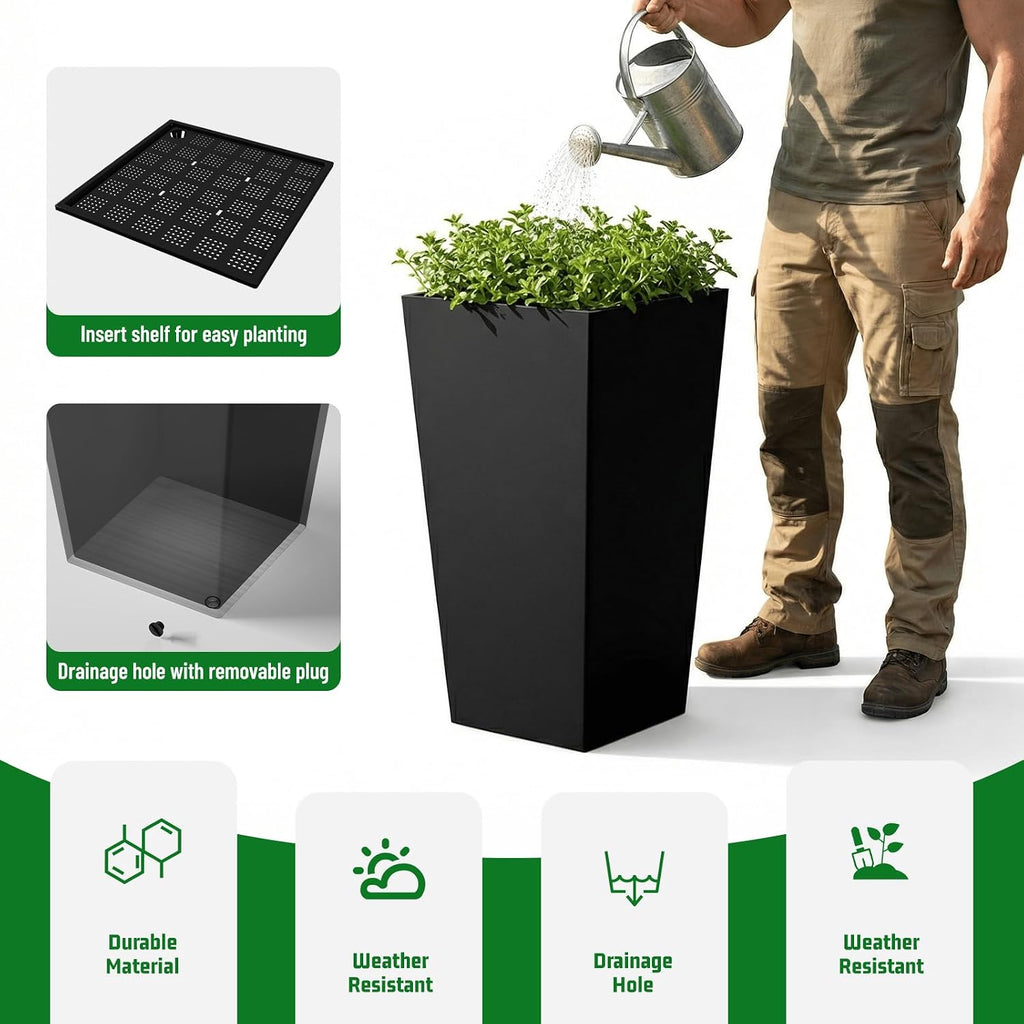 Taper Tall Planters 29 Inch Set of 2, Large Planter for Indoor Outdoor Plants, Modern Flower Pot Containers Large