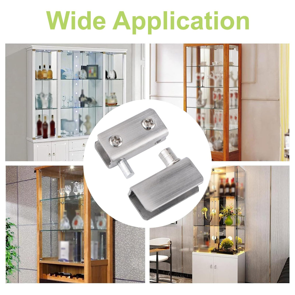 8PCS Glass Door Hinge Frameless Glass Door Pivot Hinges Clamp Adjustable Silver Cabinet Pivot Hinge Clip Replacement