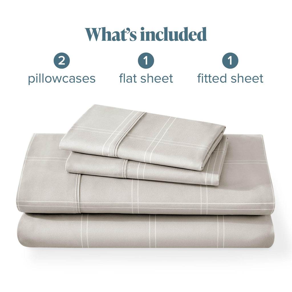 Printed Sheet Set (Modern Plaid - Stone/White)