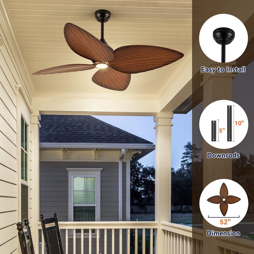 52 Inch Outdoor Ceiling Fans s Waterproof, Tropical Ceiling Fan