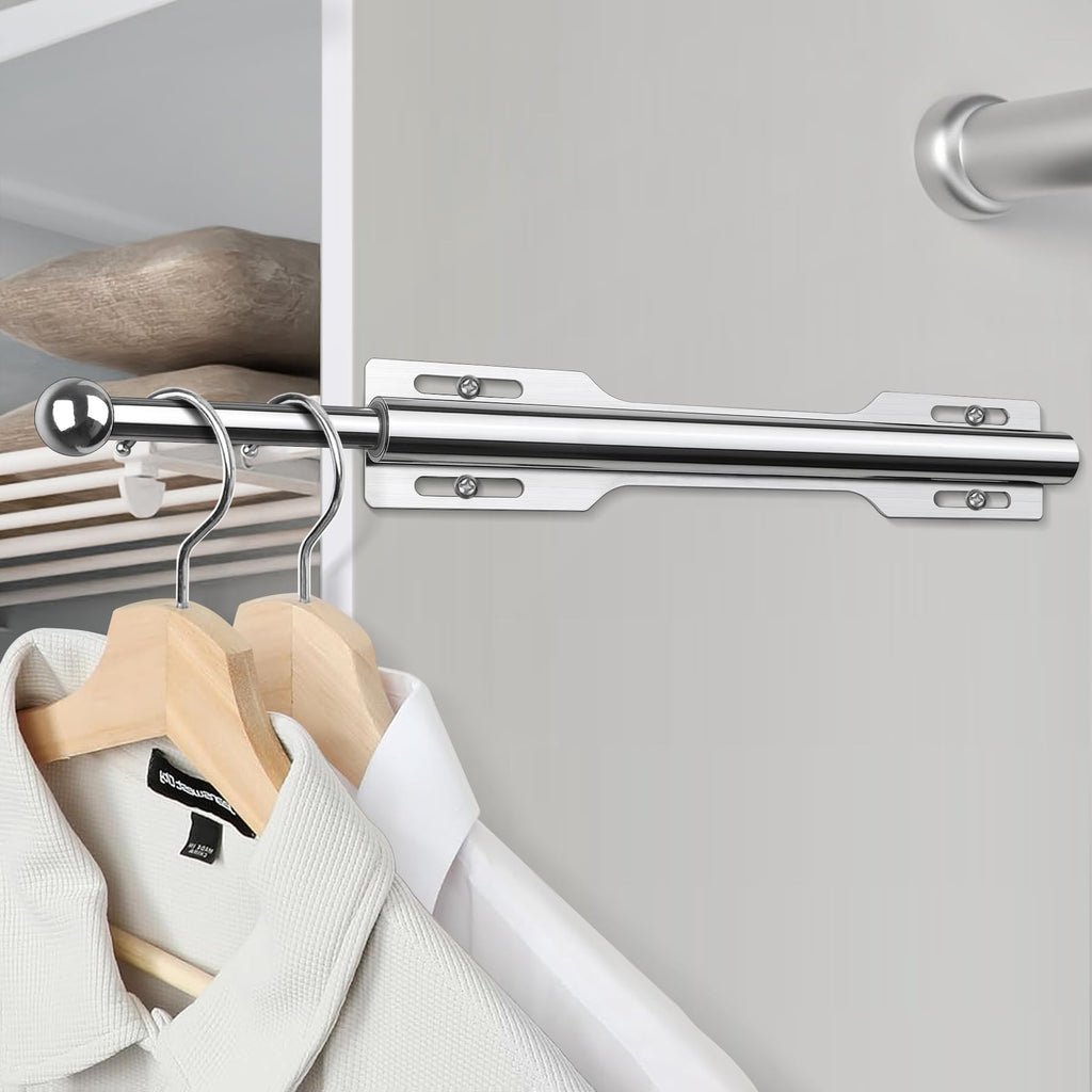 12" Valet Rod for Closet Pull Out (2 Pack, Chrome)