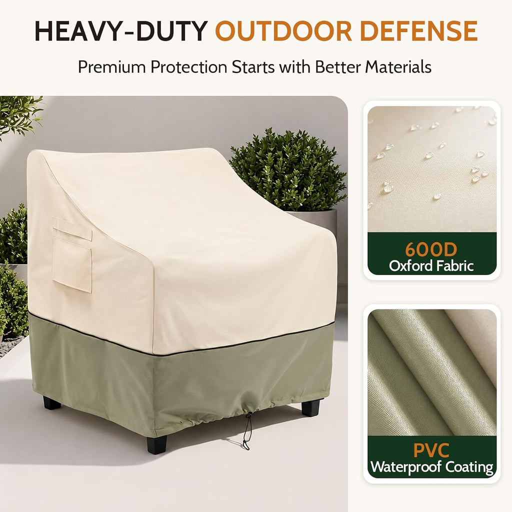 Patio Furniture Chair Covers Waterproof, 32"W x 37"D x 36"H 2 Pack | 600D Oxford, Heavy Duty, Fade & Tear Resistant