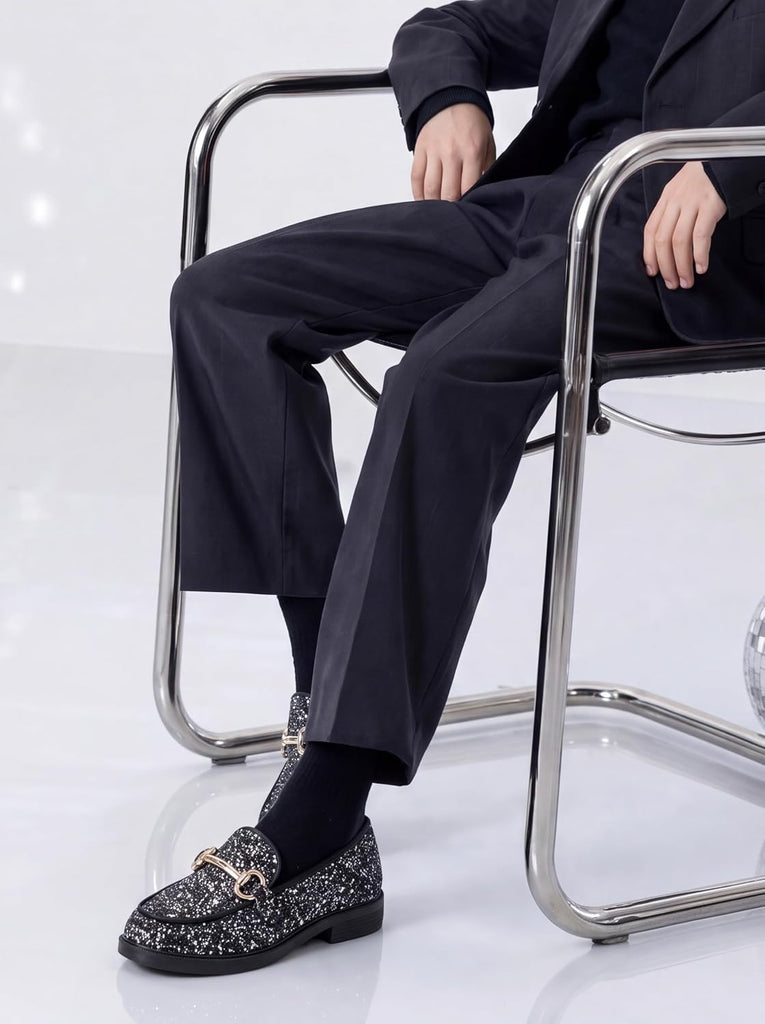 Boy's Glitter Loafers Slip on Flats Dressy Formal Party Shoes