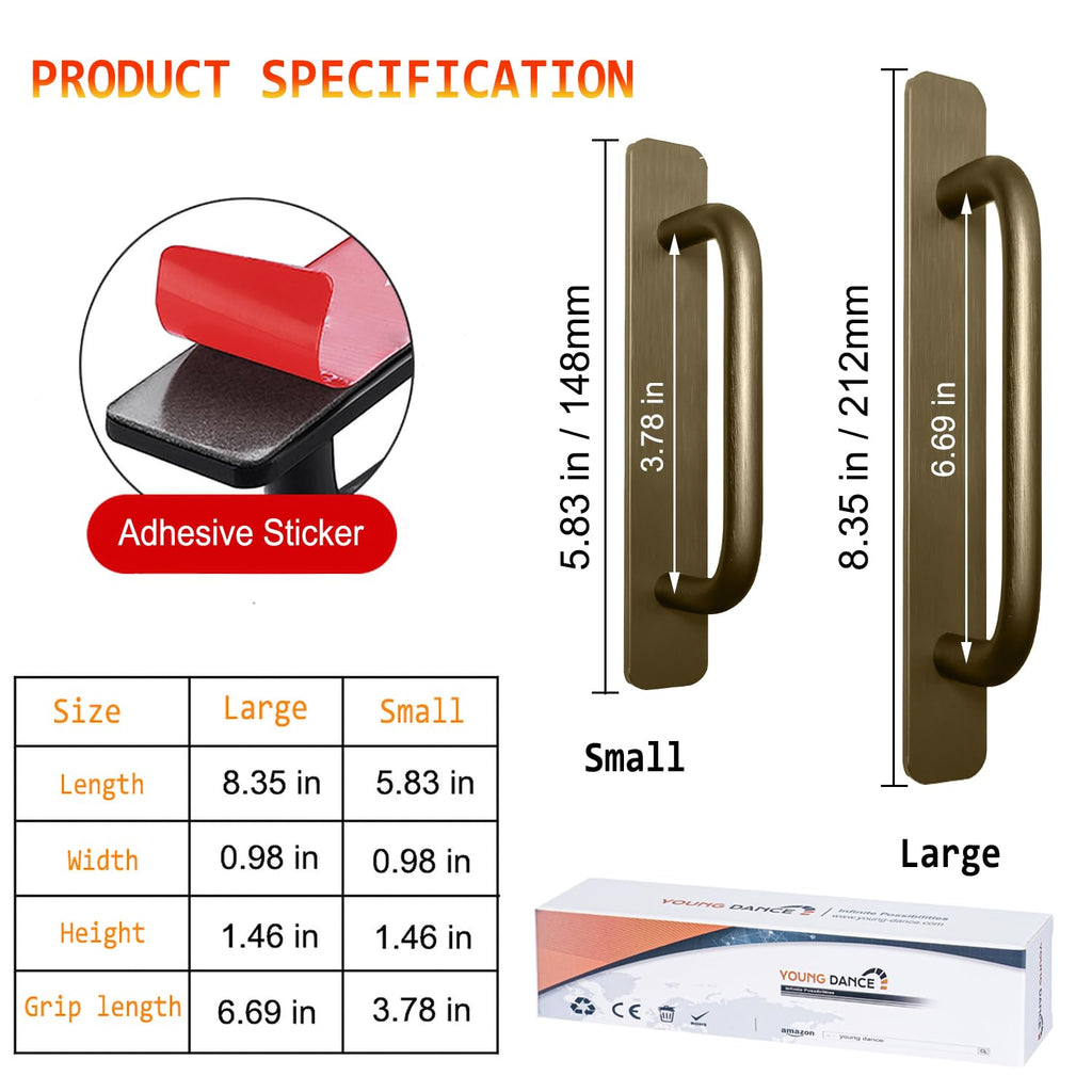 Self-Stick Instant Cabinet Handles - 2pcs Aluminum Alloy Drawer Pulls Helper with Adhesive Door Handle Cabinet Drawer