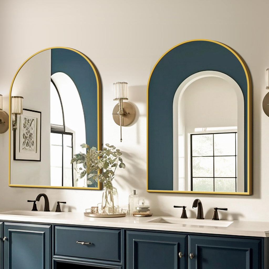 2 Pack 24" x 36" Arched Bathroom Vanity Mirror for Over Sink, Gold