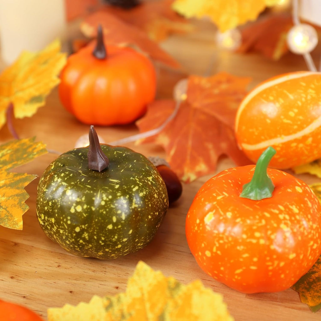 Fall Pumpkins Decor for Autumn Thanksgiving Halloween Home Decoration - Set of 34