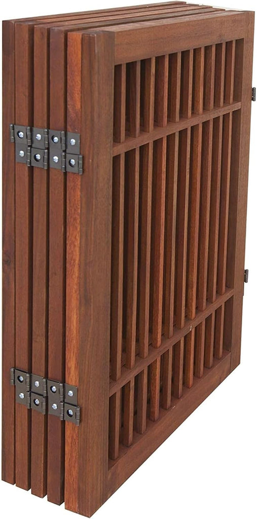 Freestanding Wooden Dog Gate Foldable Indoor Pet Gate No Drill Expandable Barrier for Doorways Stairs Hallways