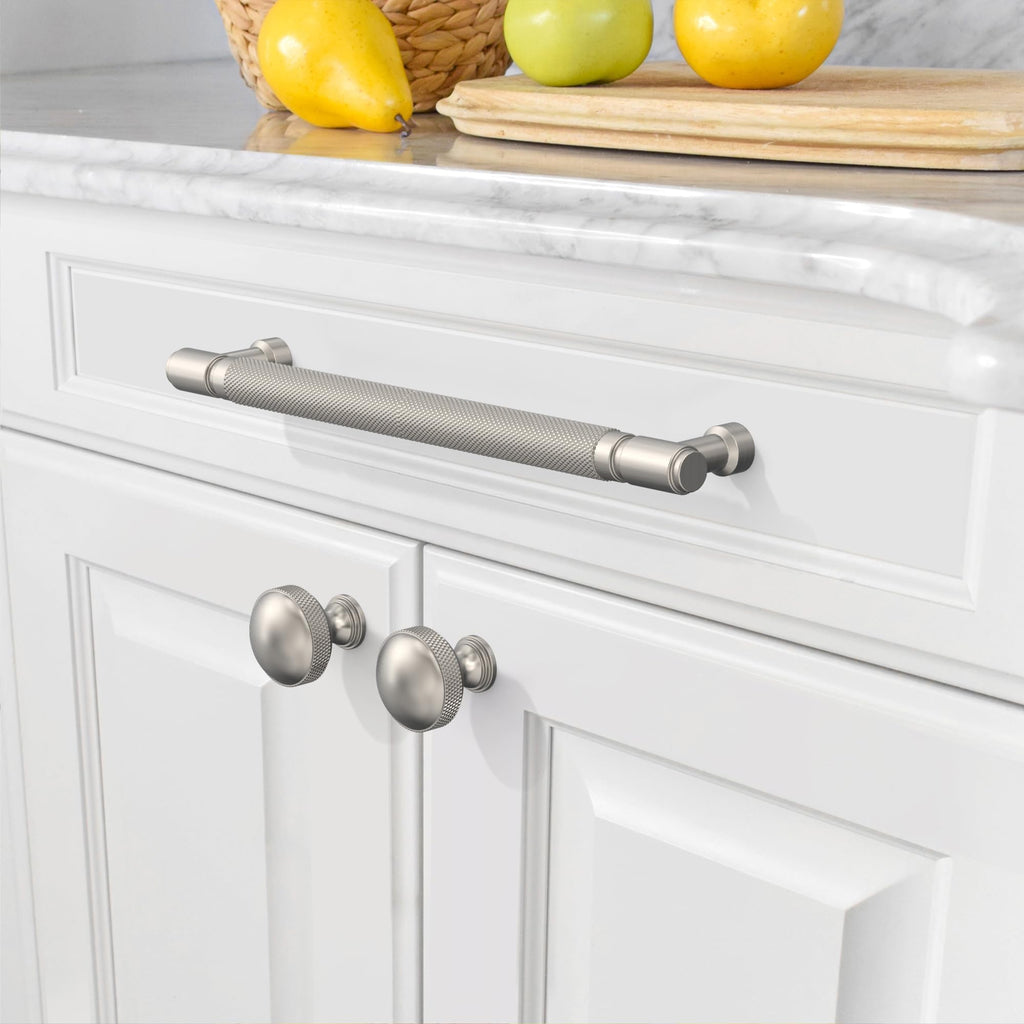 20 Pack Brushed Satin Nickel knurled Cabinet Pulls 7.5"