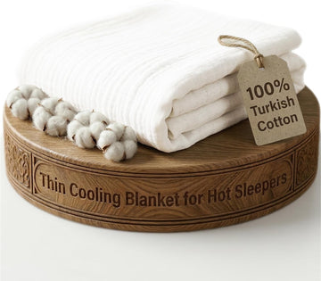 King Muslin Blanket for Adults Turkish Cotton Soft Throw 90x108-White