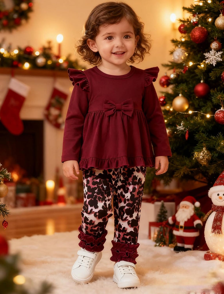 Baby Girl Clothes Toddler Girl Outfits Ruffle Long Sleeve Top and Floral Pants Set Fall Winter Clothes