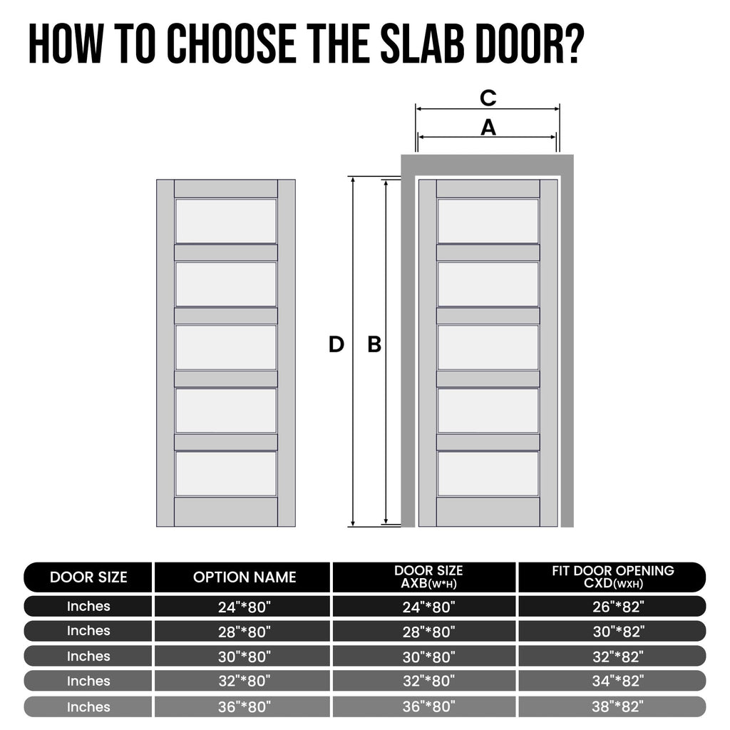 36" x 80" Frosted Glass Door, MDF Solid Core Interior Door Slab