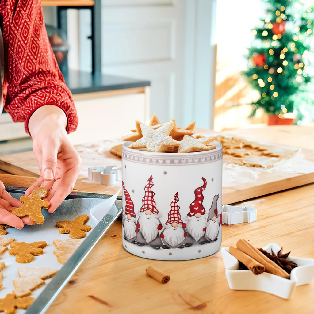 Gnome Cookie Jar, 5 X 7 Inch Ceramic Christmas Cookie Jar with Lids, Airtight Christmas Canisters Xmas Candy Dish