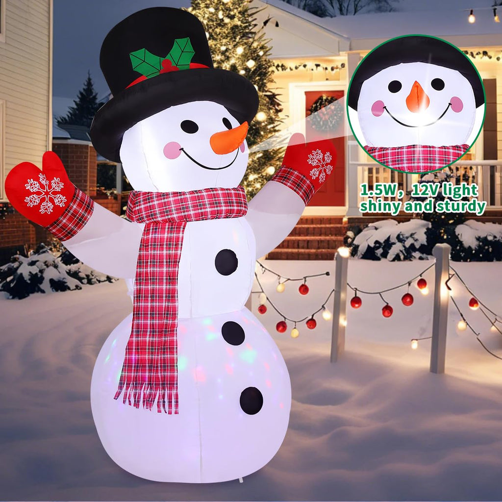 8 FT Christmas Inflatables Outdoor Decorations Inflatable Snowman Shaking Hand Blow ups with Built-in LEDs for Yard